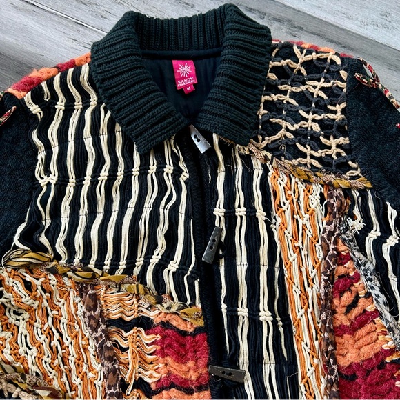 Vintage Y2K Sandy Starkman Mixed Media Multi Fabric Longline Cardigan Sweater - Picture 5 of 16